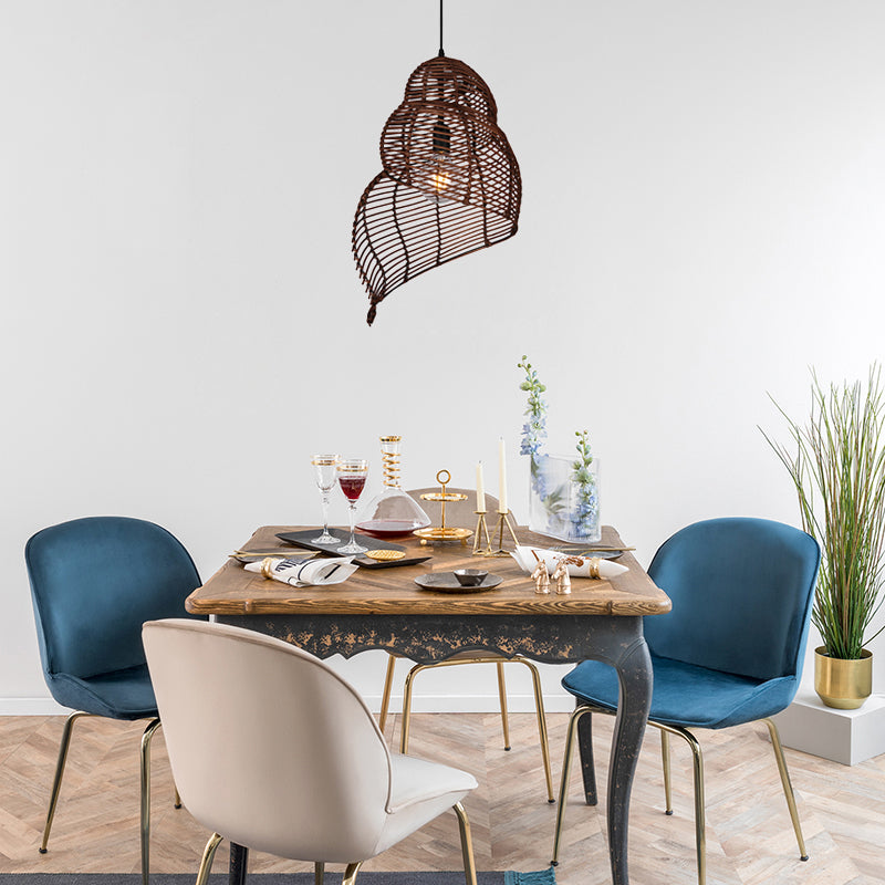 Rattan -Kegelschuhe -Pendellampe Rustikale Einzelkopftropfen Licht für das Restaurant Speisesaal für das Restaurant