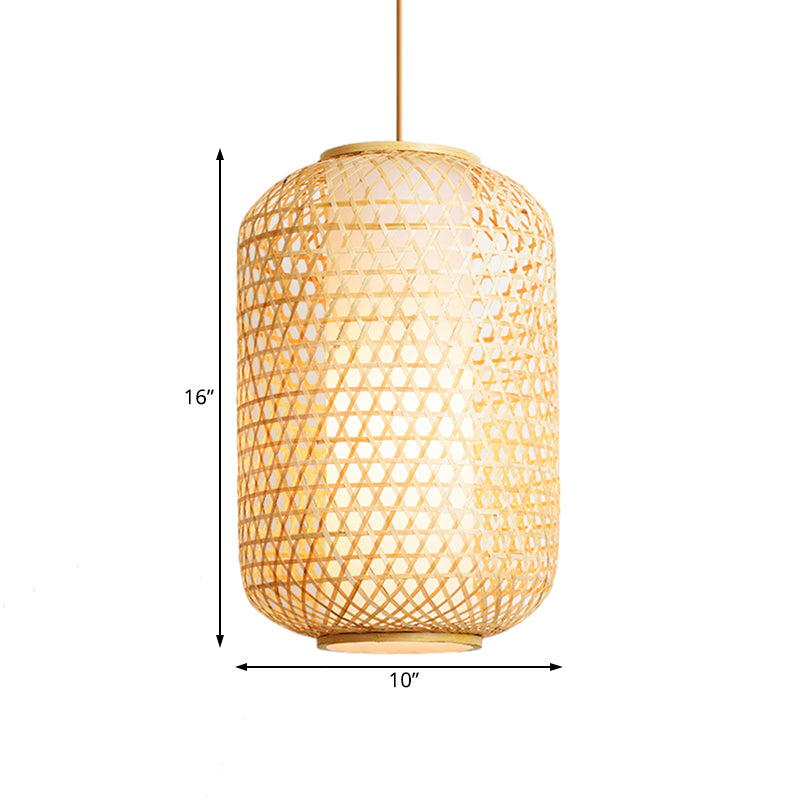 Asiatische Lanternformeheize Leichte Bambus -Einzelkopfdecke Tropfen Licht für Restaurants für Restaurants
