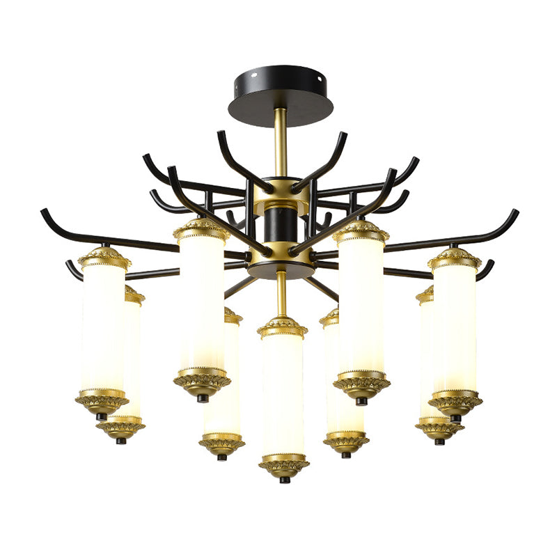 Metal Black-Gold Suspension Pendant Light Starburst-Like Arm 9/11 Lights Rustic Style Ceiling Chandelier