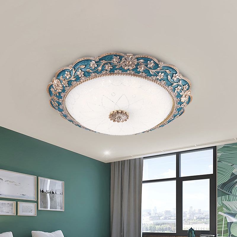 Luminaire encastré en forme de dôme bleu, éclairage de plafond LED en cristal de campagne pour chambre à coucher, 12"/16"/19,5" de large