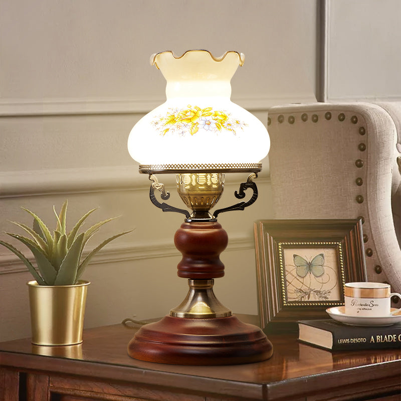 Red Brown Urn Shaped Table Light Countryside Beveled Crystal 1 Head Study Room Nightstand Lamp