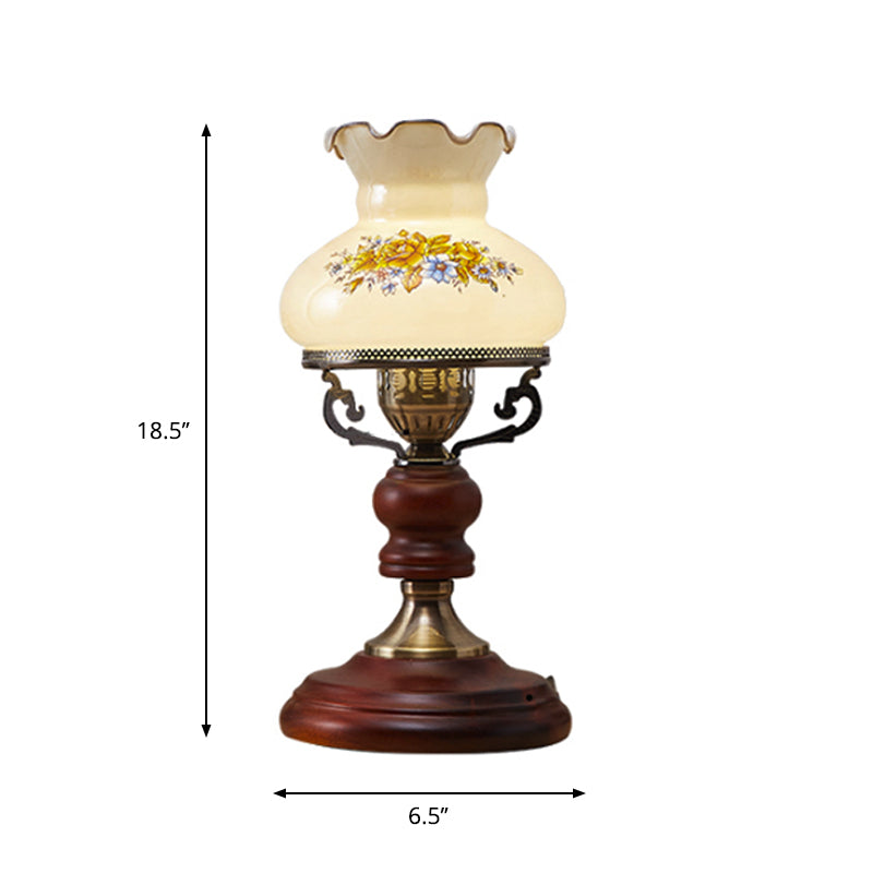 Red Brown Urn Shaped Table Light Countryside Beveled Crystal 1 Head Study Room Nightstand Lamp