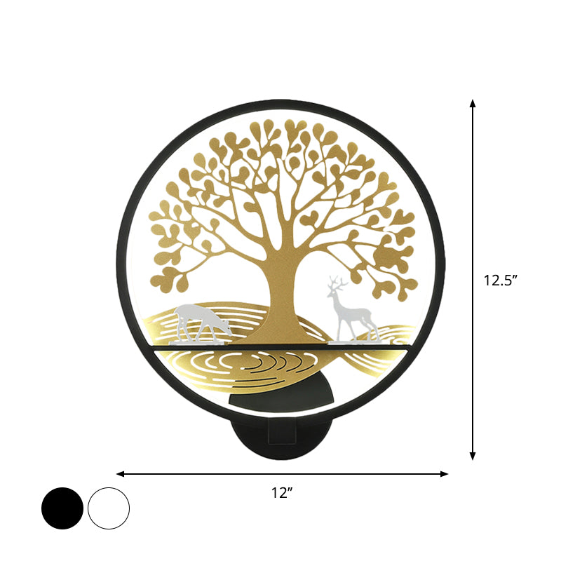 Lampe murale arborescence arrondie noire / blanc.