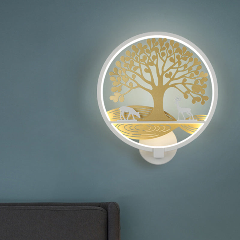 Lampe murale arborescence arrondie noire / blanc.
