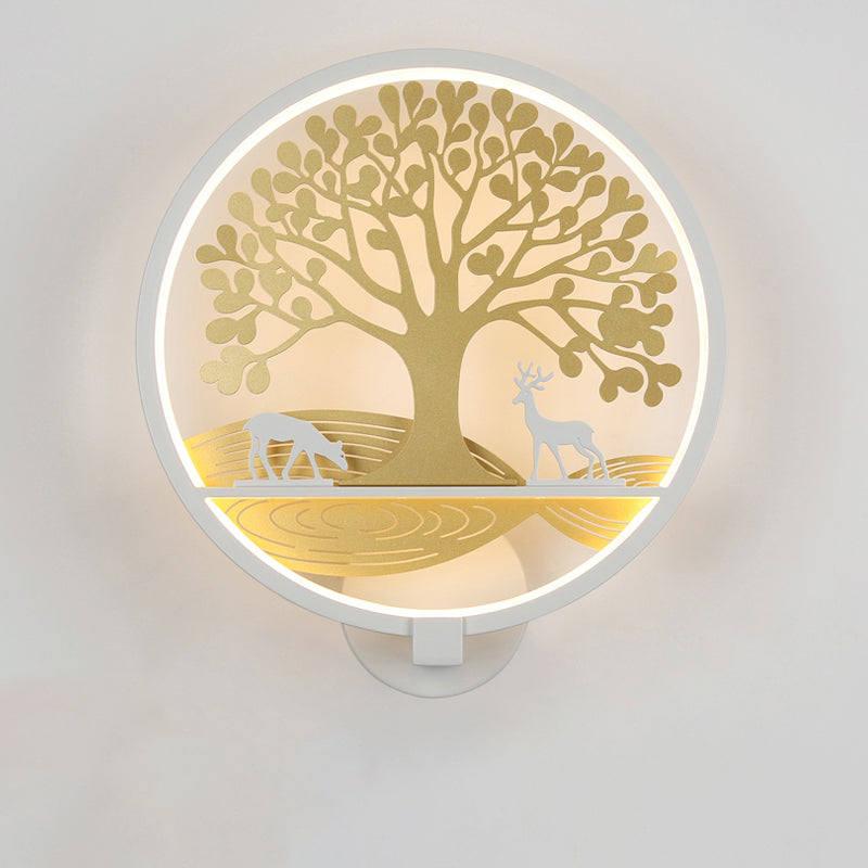 Lampe murale arborescence arrondie noire / blanc.