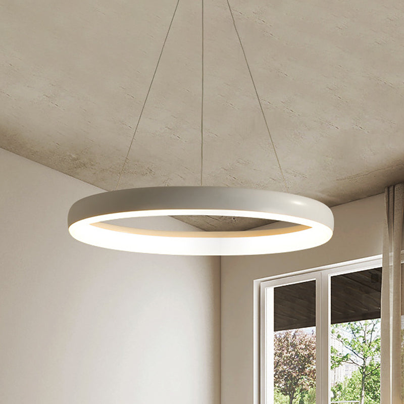 Anello a sospensione del lampadario Minimalista in metallo bianco/nero LED LED LEDULUM LIGHT in luce bianca/calda, 16 "/23,5" /31,5 "Dia