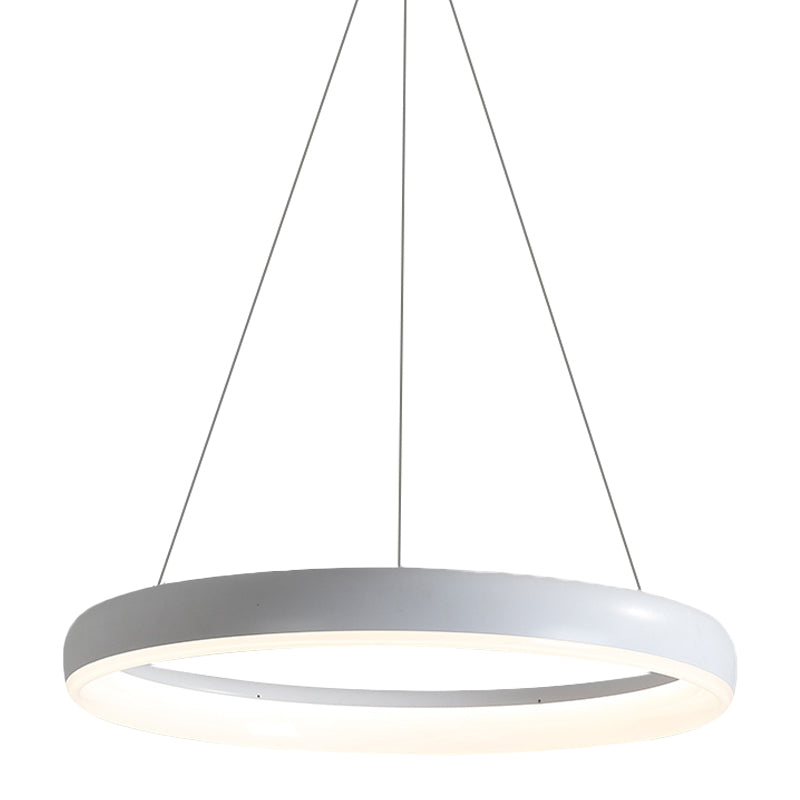 Anello a sospensione del lampadario Minimalista in metallo bianco/nero LED LED LEDULUM LIGHT in luce bianca/calda, 16 "/23,5" /31,5 "Dia