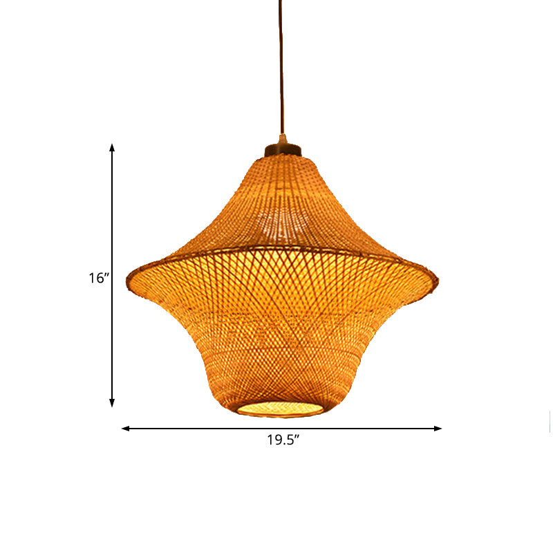 Hand Made Bamboo Lantern Pendant Light Asian Single Bulb Hanging Lamp for Restaurant