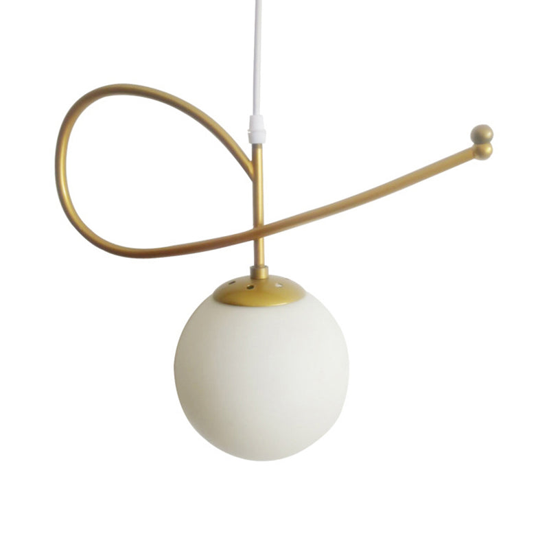 Tombra global contemporánea iluminación colgante de vidrio blanco 1 cabezal de dormitorio ligero en acabado dorado