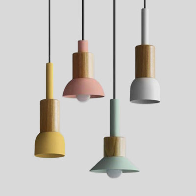 Barrel/Dome/Cone Metal Suspension Pendant Modernism 1 Light White/Yellow/Green Hanging Ceiling Light