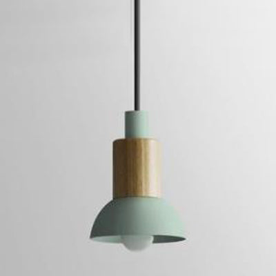 Barrel/Dome/Cone Metal Suspension Pendant Modernism 1 Light White/Yellow/Green Hanging Ceiling Light