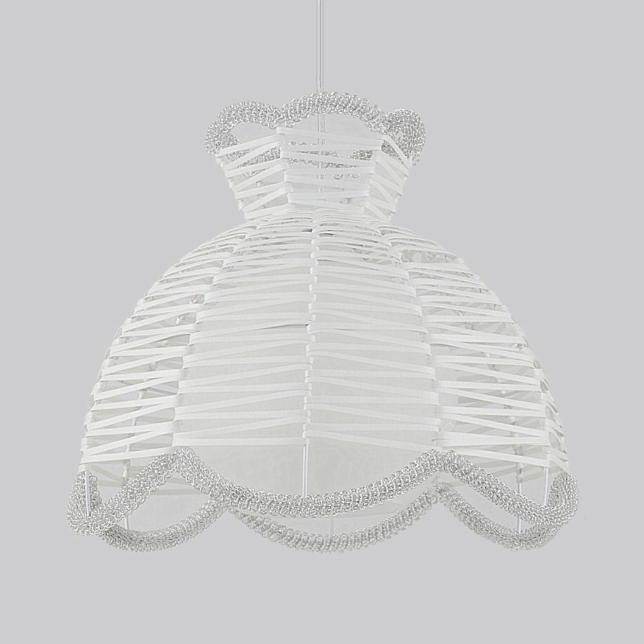 Rattan mit überbrochener Schatten Anhängerlampe moderne einfache 1 hängende Beleuchtung in Weiß