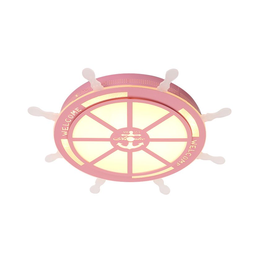 LED-Schlafzimmer-Unterputzleuchte, Cartoon-stilvolle, blau/rosa Unterputzbeleuchtung mit Ruder-Acrylschirm