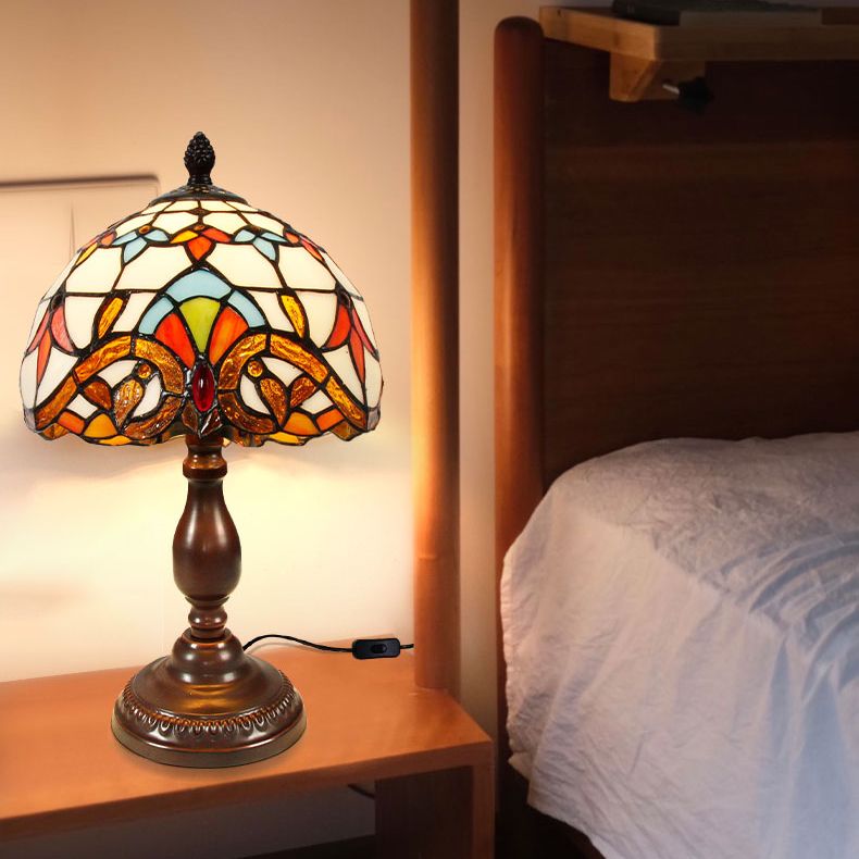 Glass Geometric Night Table Lamps Tiffany Style 1 Light Table Lamp