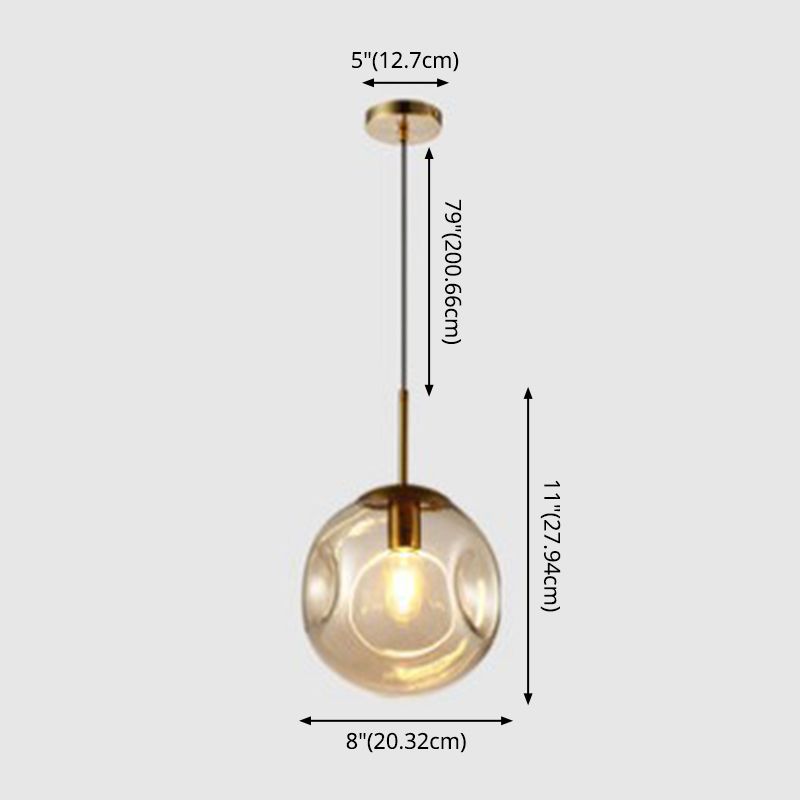 Glass Spherical Ceiling Pendant Light Minimalist Style Pendant Lighting Fixture for Bedroom