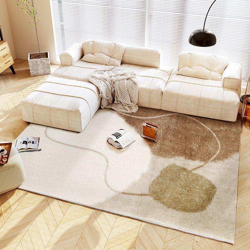 Dark Brown Modern Rug Polyester Color Piece Rug Washable Rug for Living Room