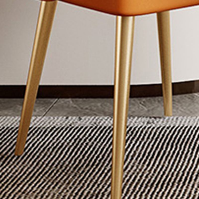 Modern Leather Armless Chair Upholstered Parsons Back Side Chair with Metal Base