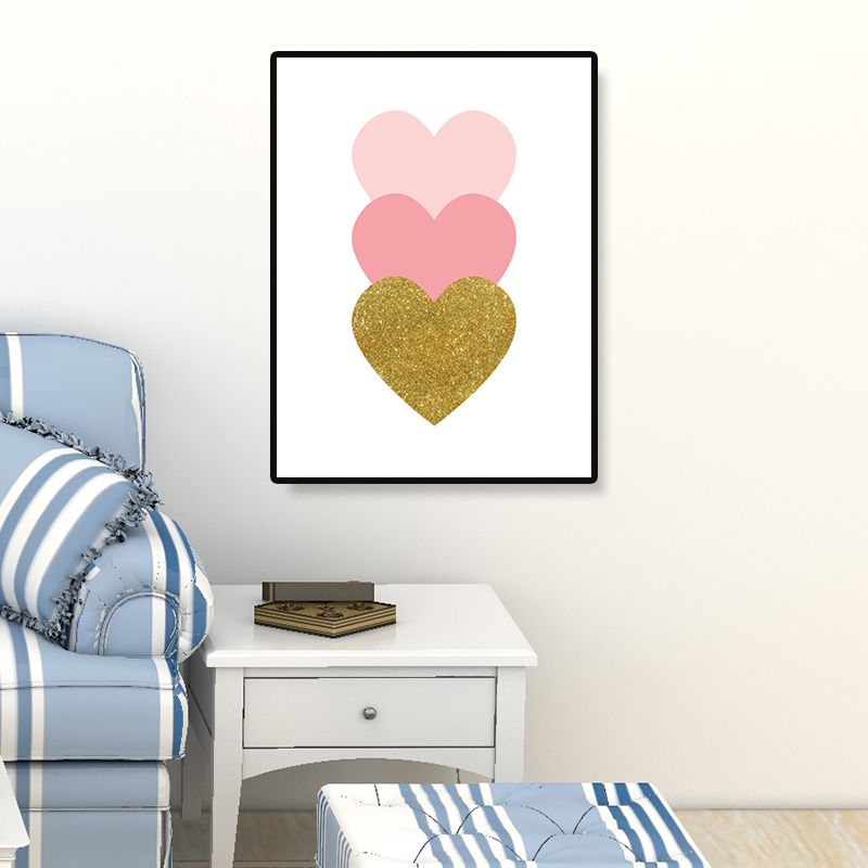 Loving Heart Wall Art Decorative Minimalist for Kids Bedroom Canvas Print in Pink