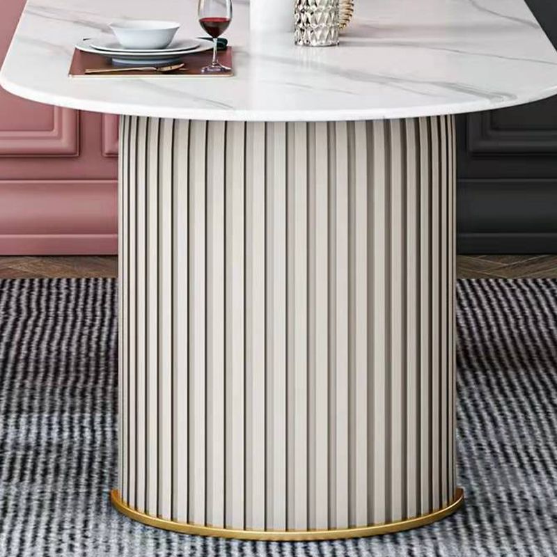 Luxury Sintered Stone Top Dining Table Oval Table with Double Pedestal for Restaurant