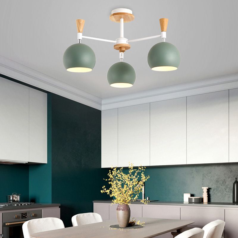 Chic Modern Hanging Chandelier with Dome 3 Bulbs Metal Hanging Pendant Fixture for Dining Room