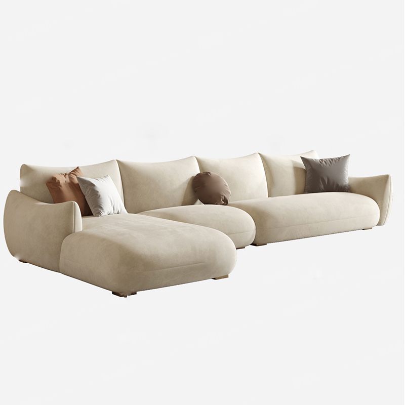 Modern Fabric Sectional with Bolster Pillows 31.5" Tall White L-shape Sectional