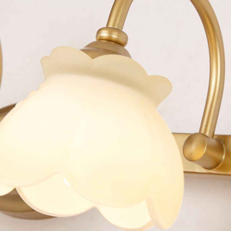 Miroir de vanité de salle de bain en fleur Lumière Métal traditionnelle LED 2/3/4 TEMPS LA LAPE MUR MURS LAMPE