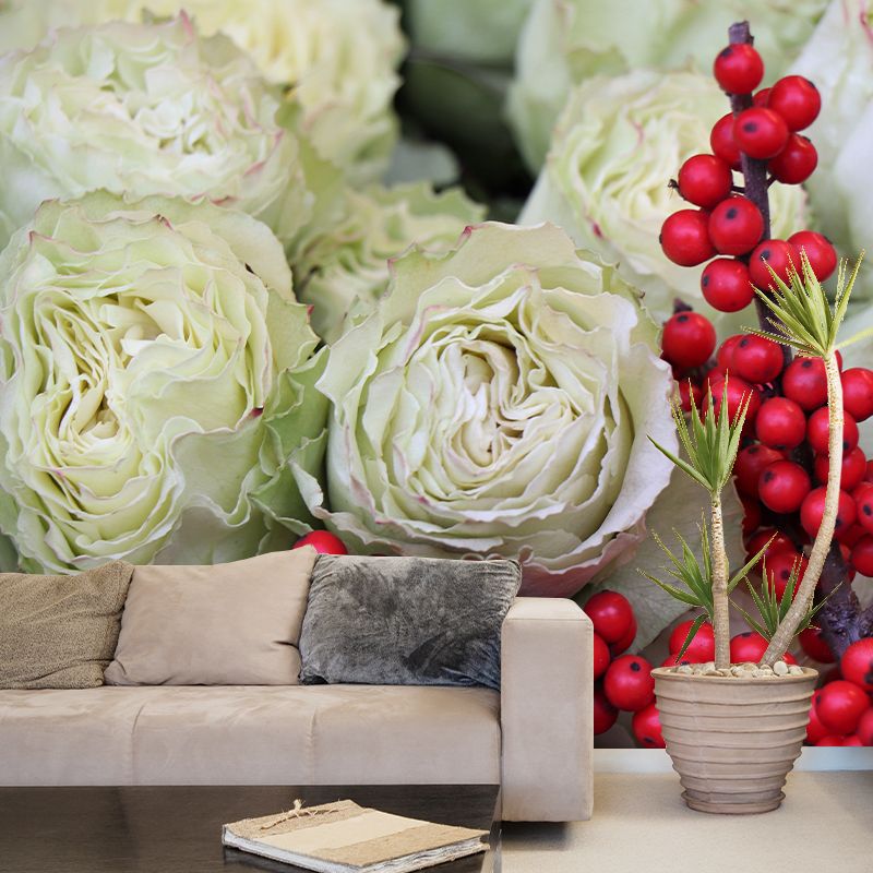 Blooming Rose Wall Mural Wallpaper for Girl Bedroom, Custom Size Available