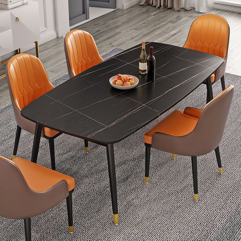 Rectangular Stone Dining Table Traditional Luxury Furniture with 4 Legs