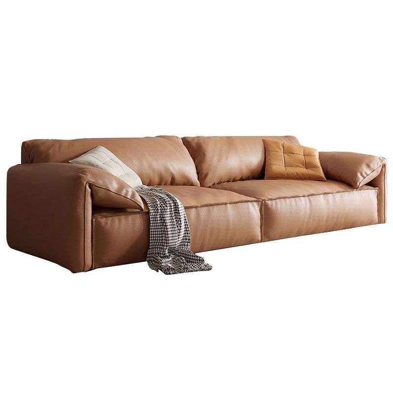 Modern Sewn Pillow Back Sofa 31.49" H Faux Leather Pillow Top Arm Sofa
