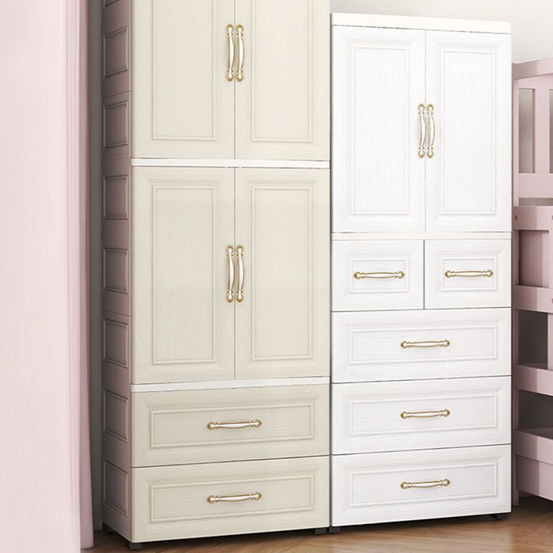 Contemporary Youth Armoire with Garment Rod Plastic Bedroom Armoire