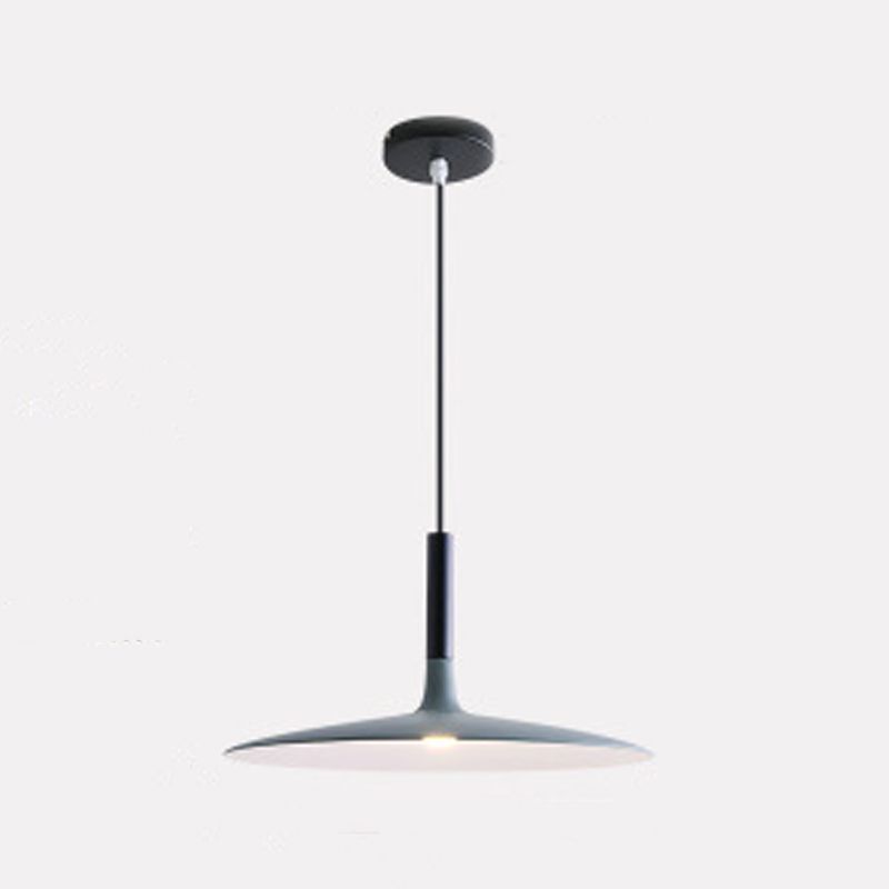 Pendante intérieure minimaliste, éclairage pendentif en métal plat macaron à 1 lumière