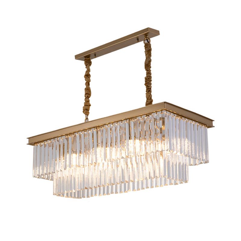 Multiple-Light Rectangle Island Lighting Modern Crystal Island Pendant Lights