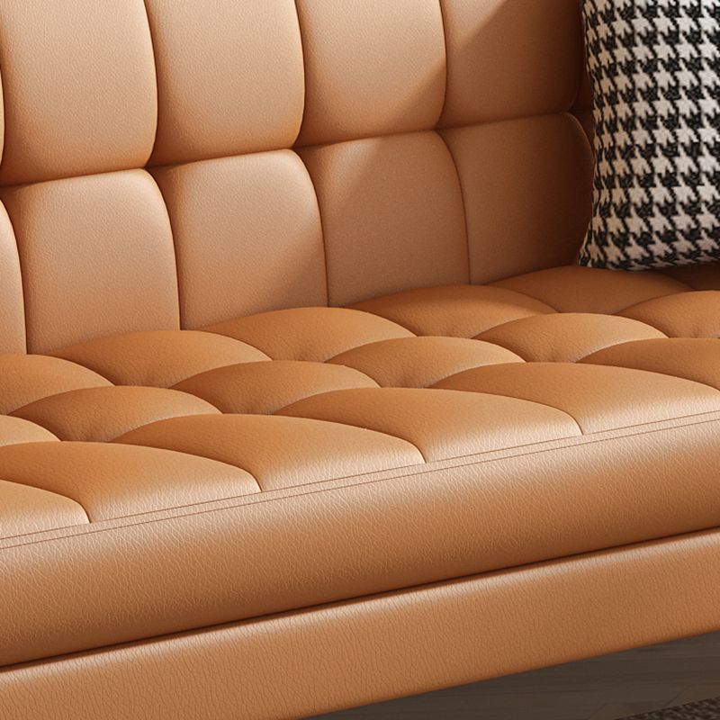 Industrial Square Arms Sofa Pillows Included Back Settee with Metal Legs