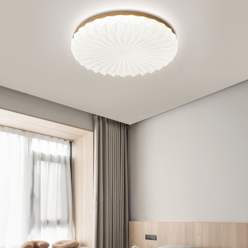 Modern Wood Flush Mount Lamp Acrylic Shade Flush Mount Ceiling Fixture for Bedroom