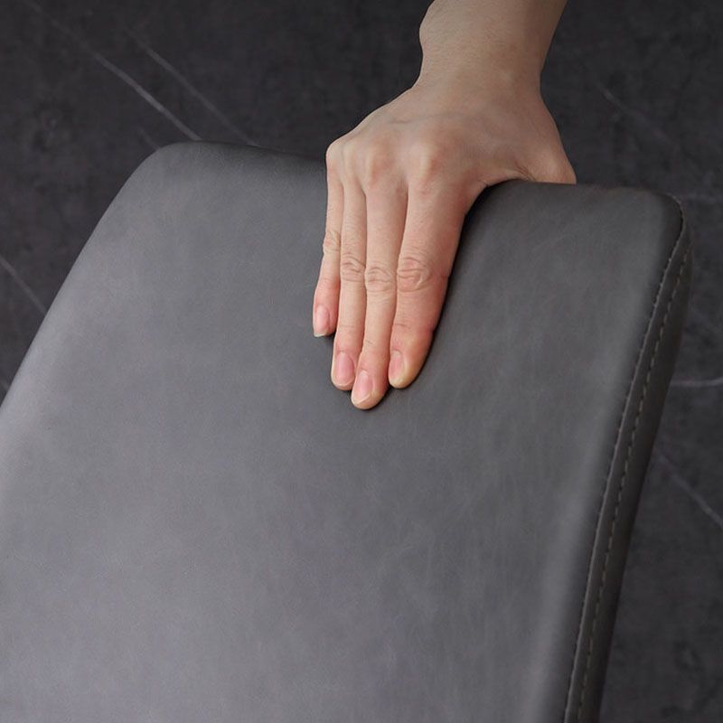Silla de comedor tapizada de metal con respaldo sólido industrial para interiores (juego de 2)