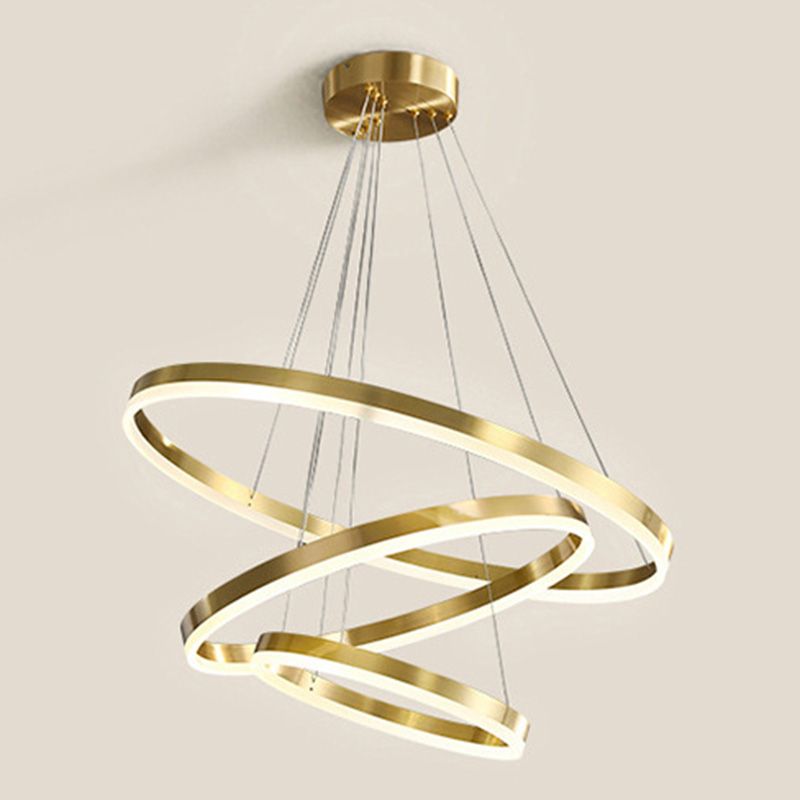 Moderne ring kroonluchter acryl hanger plafondlampen met verstelbaar hangsnoer voor woonkamer