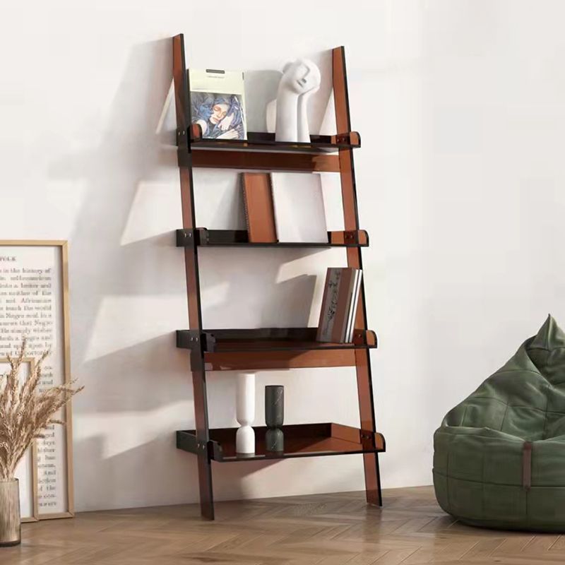 Ladder Open Back Standard Bookshelf Modern Style Acrylic Bookcase