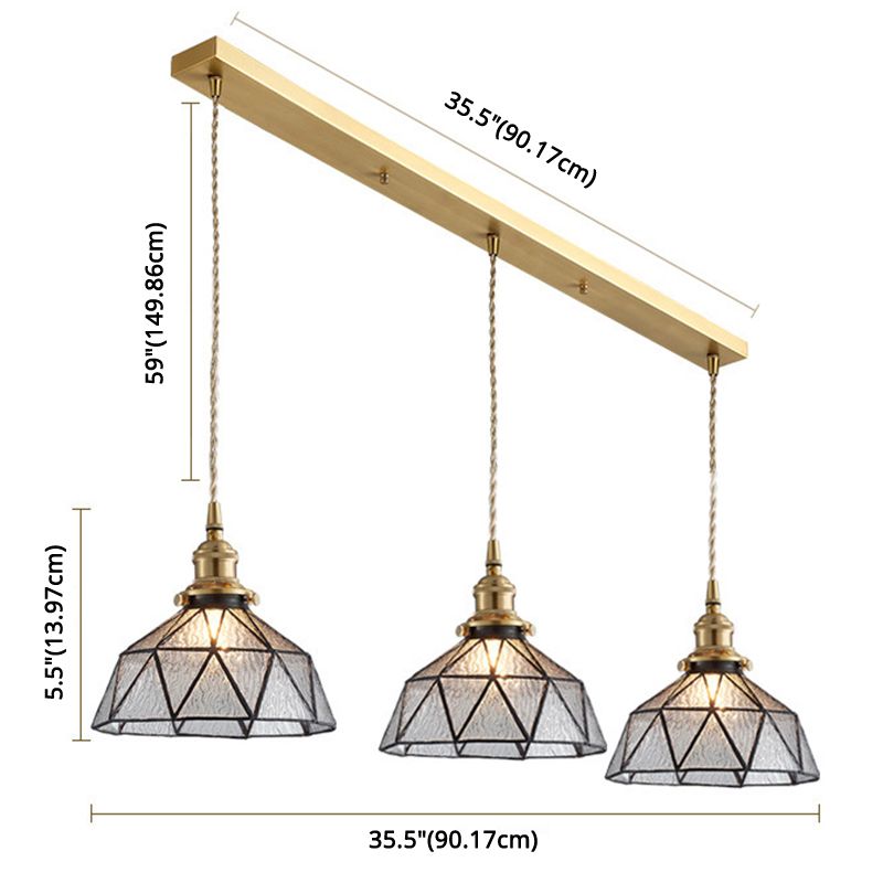 Icy Clear Glass Hanging Lamp Geometric Pattern Bowl Tiffany-Style Pendant Light Fixture