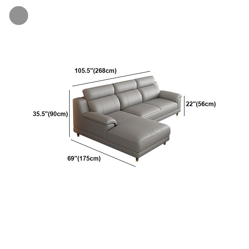 Light-grey Contemporary Sofa Genuine Leather Living Room Sofa & Chaise