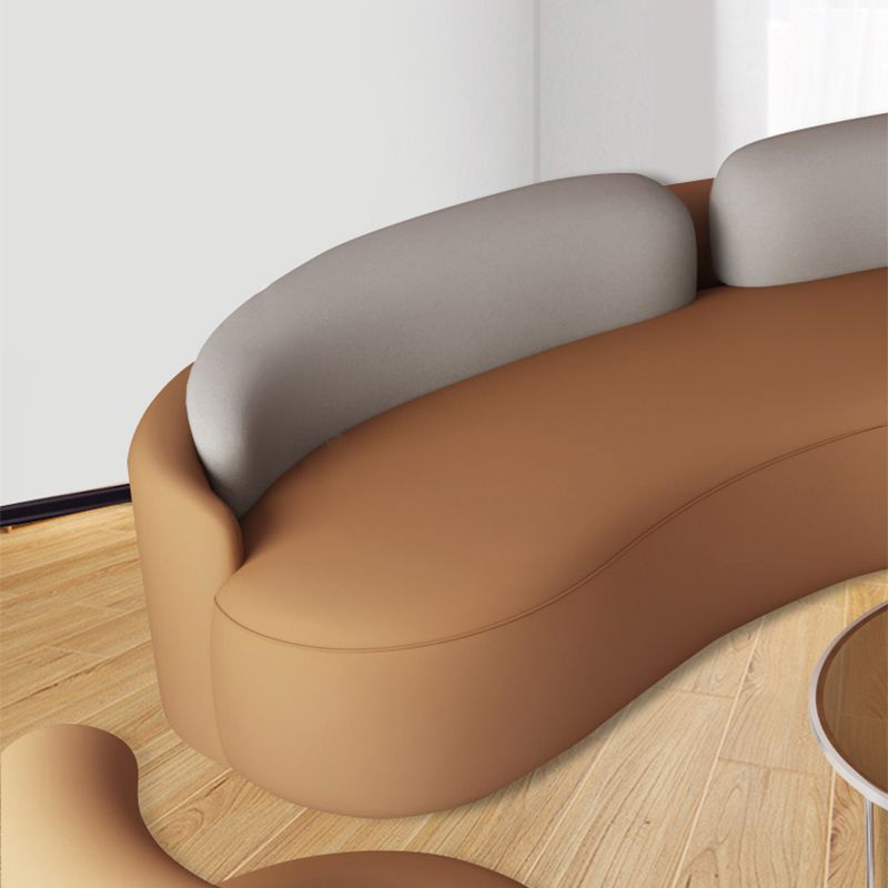 28.34" Wide Faux Leather Curved Sofa Contemporary Armless Sofa for Living Room