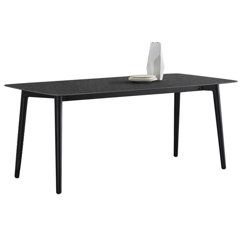 Black Modern Stone Top Dining Table Set 1/4/5/7 Pieces Dining Set with Wooden Chairs