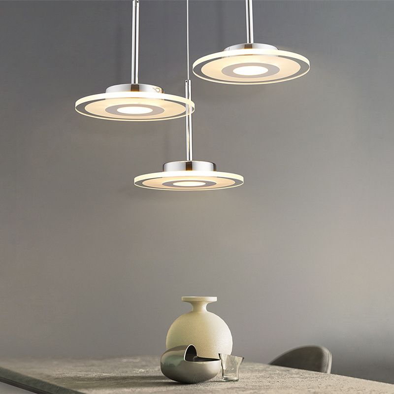 Simplicité LED Pendante luminaire de drop lampe à chute géométrique avec ombre acrylique