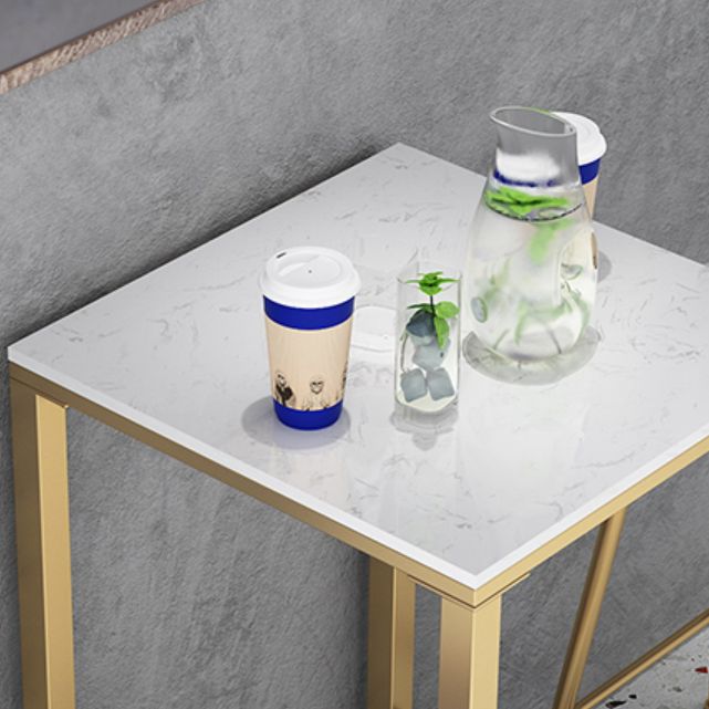 1/3/5 Pieces Glam Iron Bar Table Set White Faux Marble Top Bistro Set with Footrest