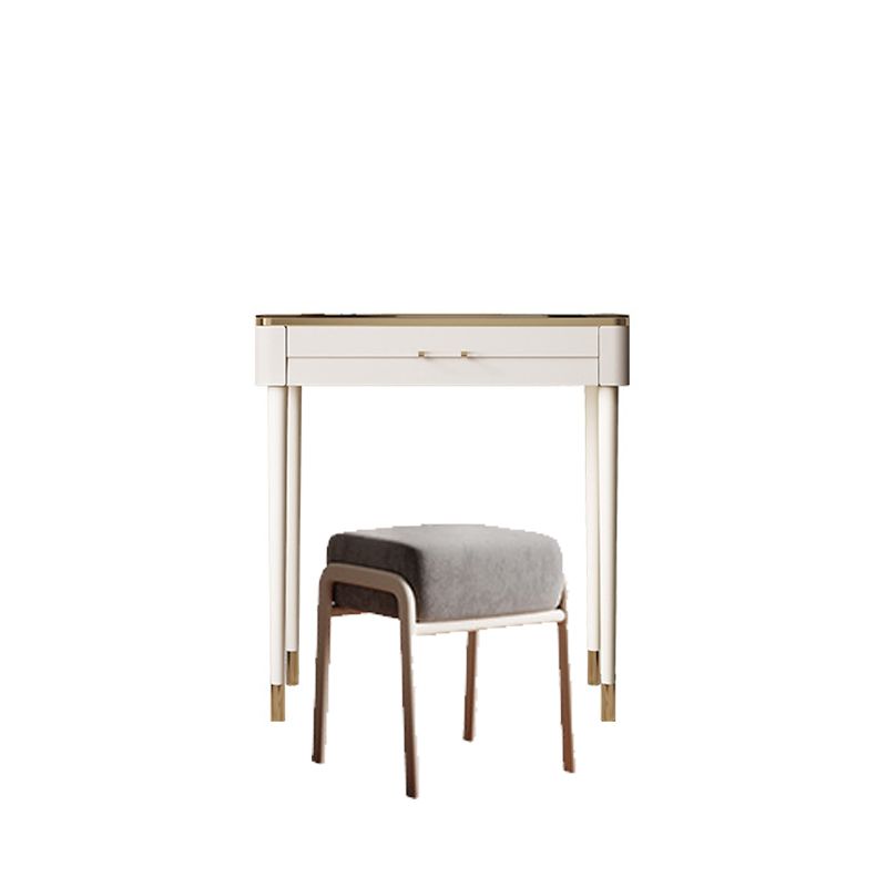 White Make-up Vanity Glass Top Makeup Vanity Desk Table with Drawer