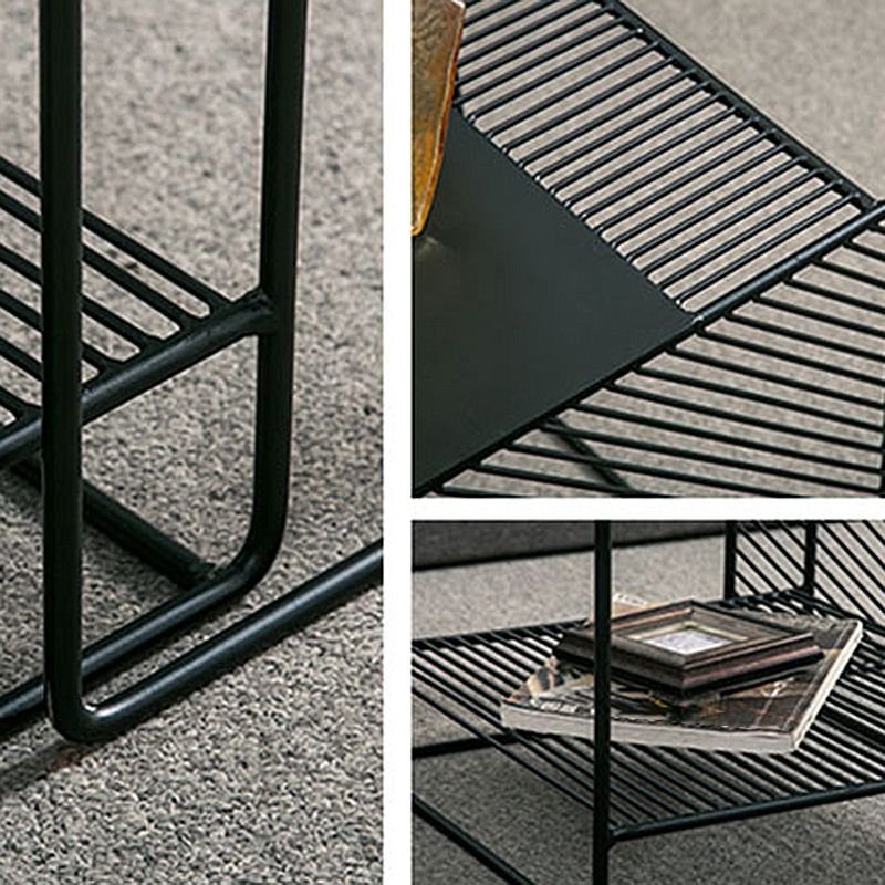 Square 2 Nesting Coffee Table with Shelf Mid Century Iron Frame Coffee Table Set