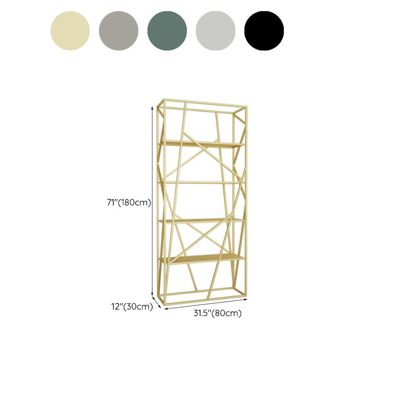 Metal Etagere Bookshelf Scandinavian Open Back Bookcase with Shelves