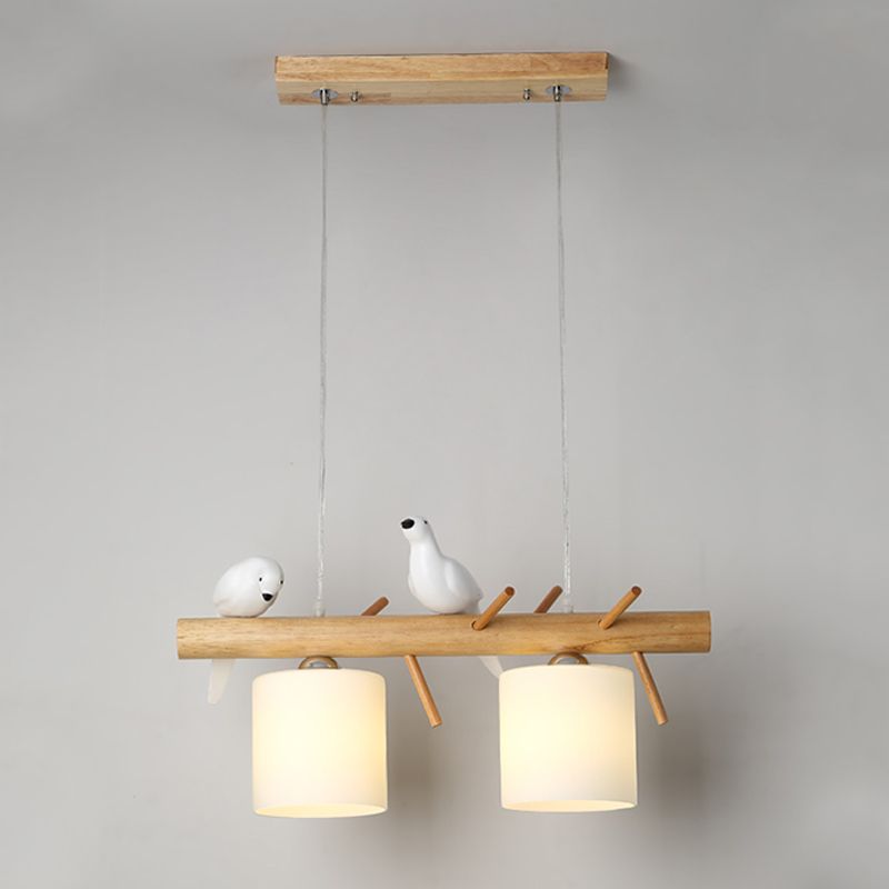 Zeitgenössische Anhängerleuchten Zylinder Hängende Lichter weißes Glas für Kücheninsel