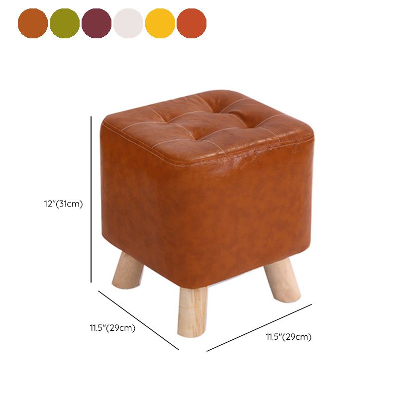 Water Resistant Pouf Tufted Whole Colored Square Faux Leather Pouf Stool