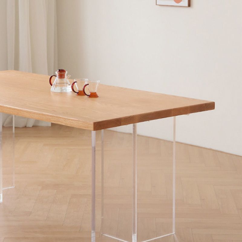 Glam Rectangle Table Wooden Table with Acrylic Legs for Home