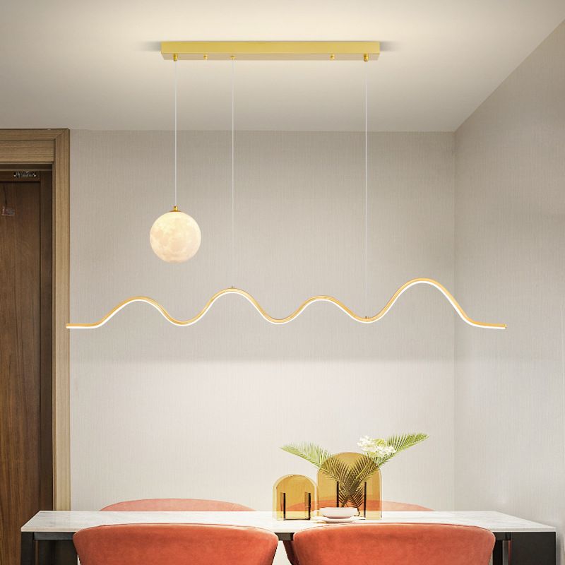 2-Lights Black/Golden/White Island Lighting Modern Statement Ceiling Light for Dining Room